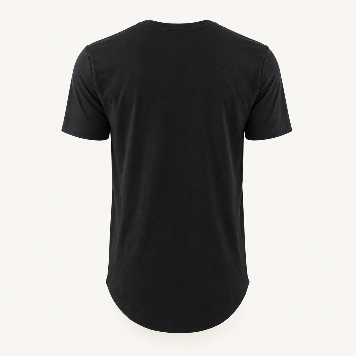 Kiraki Sleep 01 black T-shirt, plain back and curved long-body hem